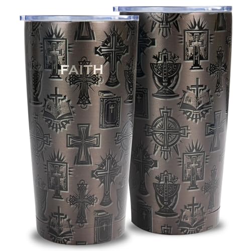 Christian Faith Tumbler, Religious Gifts For Men Women Dad Mom - color: Christian Cross