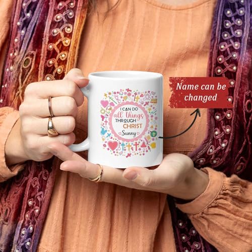 Unique Pattern Mug For Christian, Christian Motivational Coffee Cup 11Oz 15Oz, Personalized Name Ceramic Mug With Bible Verse, Customized Christian White Cup, Religious Gift For Women - color: XUA-624-2304-Pattern For Christian