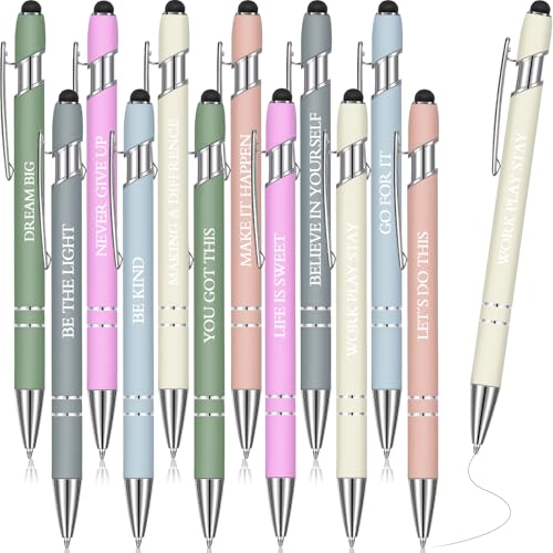 Zonon 12 Pcs Inspirational Pens, Motivational Ballpoint Pen Gifts for Women - color: Morandi, style: Motivational Style