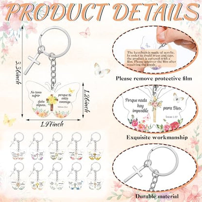Sureio 100 Sets Spanish Christian Keychain and Cards - style: Cute Butterfly