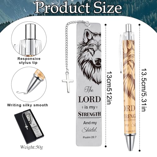 Christian Bookmark with Pen Gifts - Inspirational Religious Gift for Book Lovers, Bible Verse Christmas Birthday Appreciation Retirement Encouraging Graduation Present for Men Women Friends
