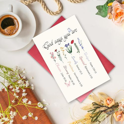 Christian Encouragement Card for Women Her, Inspirational Bible Verse Card with Floral, Christian Gift for Birthday, Graduation, Faith Milestones & Church Fellowship Occasions - color: Encouragement