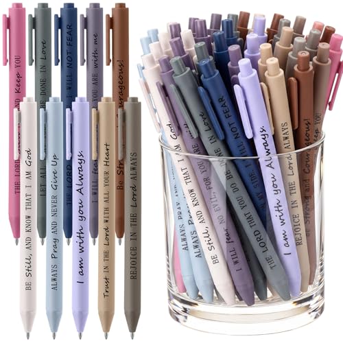 Crtiin 50 Pcs Inspirational Pens Bulk Light Hues, Christian Quotes - color: Light Hues, size: 1 Count (Pack of 50)
