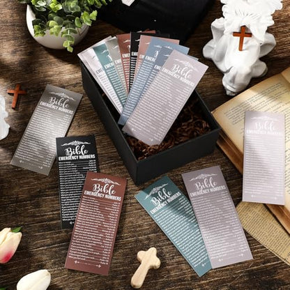 Motiskyy 100 Pcs Bible Emergency Numbers Bookmark Gift, Morandi - color: Morandi