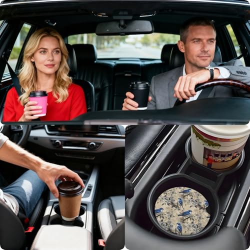 Ceramic Car Cup Coasters 2PCS - Blue Bird - color: Blue Bird