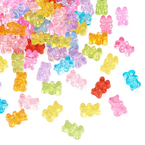 FASHEWELRY 200pcs Clear Acrylic Bear Beads Mixed Color Transparent Gummy Bear Spacer Beads Mini Cute Bears Loose Beads Bulk for Bracelet Necklace Earring Jewelry Making - color: Bear-Mixed Color 200pcs