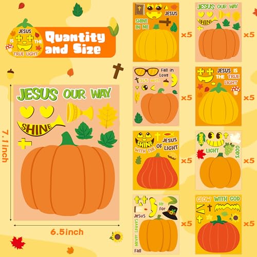 CY2SIDE 40PCS Fall Religious Pumpkin Make-a-Face Sticker Sheet for Kids - style: Religious Pumpkin
