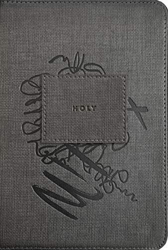 NLT Compact Zipper Bible, Filament Enabled (LeatherLike, Charcoal Patch, Red Letter)