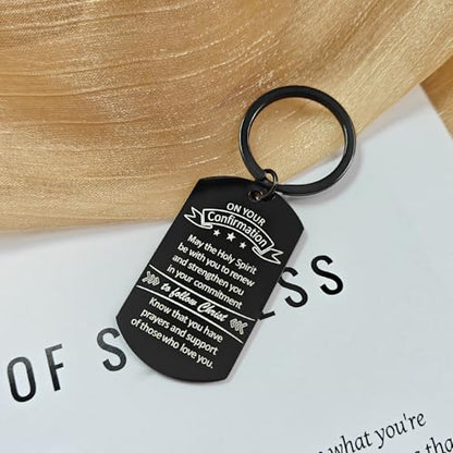 AXEN Christian Gifts for Men, Religious Keychain with Bible Verse Scripture for Dad, Son, Brother, Boyfriend - color: Confirmation