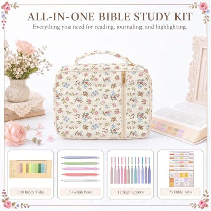 Britimes Bible Cover Case for Women, Bible Cover with Accessories, Rose - color: Rose Floral