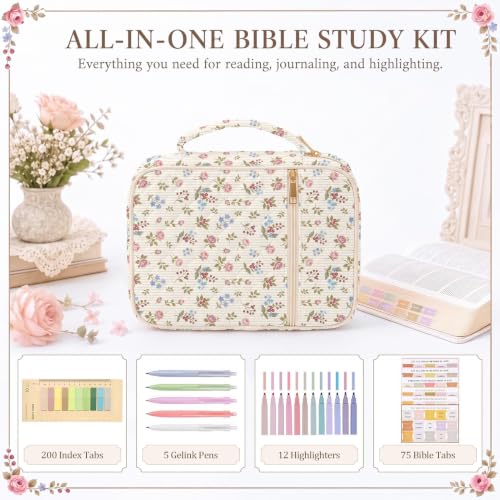 Britimes Bible Cover Case for Women, Bible Cover with Accessories, Rose - color: Rose Floral