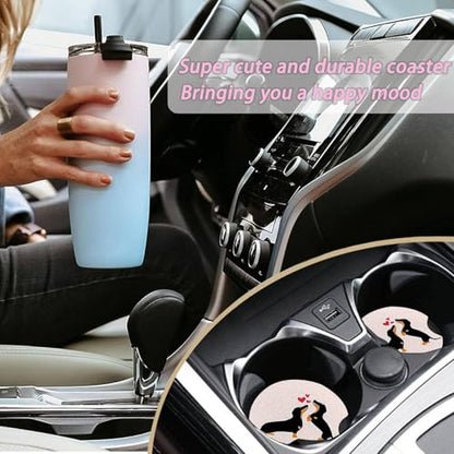2 Pack Bulldog Butterfly Car Coasters Cup Holder,Neoprene Anti Slip Mat - color: Black Dog-3