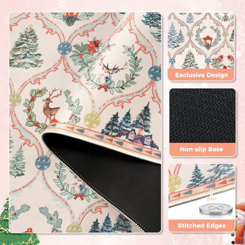iCasso Christmas Desk Mat, Beige Mouse Pad, Desk Protector Mat - color: Beige Christmas