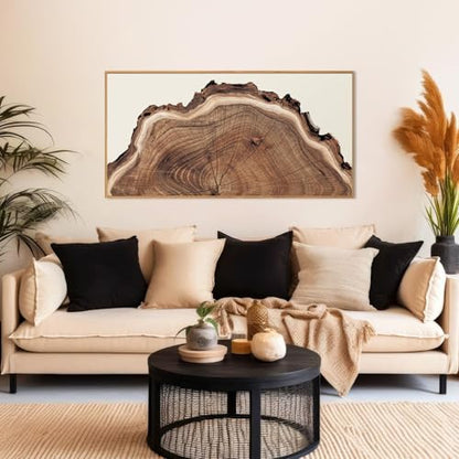 SIKERIC Framed Nature Tree Ring Wall Art, (40X20 inch) Modern Wood Stump Canvas Wall Art Set Of 1,Large Wood Tree Spiral Art Prints, Abstract Wall Painting for Living Room, Bedroom, Office - color: Nature Tree Ring, size: 39.4"L x 19.7"W