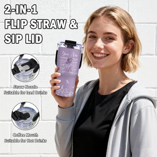 Christian Gifts for Women Faith Tumbler with Top Handle and Flip Straw Lid 20oz Stainless Steel Insulated Travel Cups, Inspirational Religious Gifts for Women Catholic, Pastor Wife Birthday Gift Ideas - color: Christian Faith01