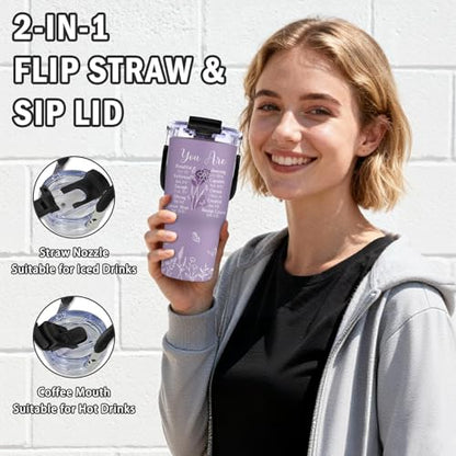 Christian Gifts for Women Faith Tumbler with Top Handle and Flip Straw Lid 20oz Stainless Steel Insulated Travel Cups, Inspirational Religious Gifts for Women Catholic, Pastor Wife Birthday Gift Ideas - color: Christian Faith01