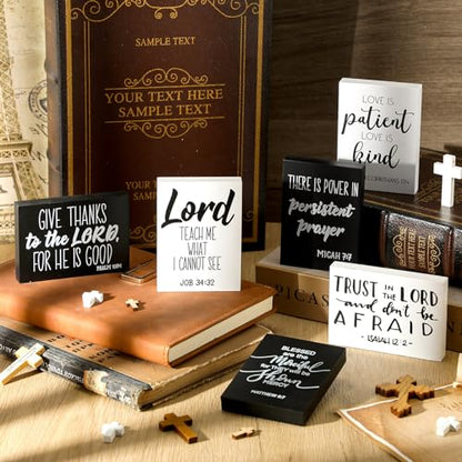 Yalikop 6 Pcs Bible Verse Christian Mini Wooden Sign, Meaningful Style - style: Meaningful Style