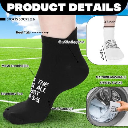 Janmercy 6 Pairs Christian Ankle Socks Fit Us Size 6-13 - color: White, Black