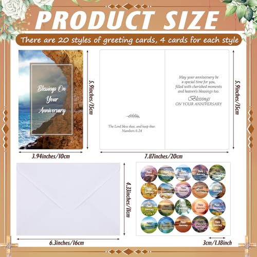 Motiskyy 80 Sets Christian Anniversary Cards with Scripture, Scenery