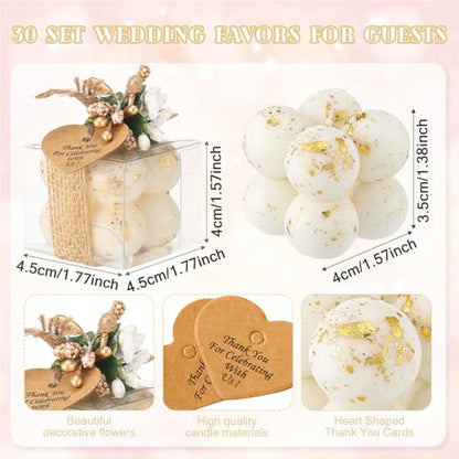 MTLEE 30 Sets Mini Bubble Candles Party Favors DIY Gift Set,Gold Foil - color: Gold Foil