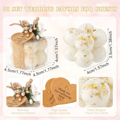 MTLEE 30 Sets Mini Bubble Candles Party Favors DIY Gift Set,Gold Foil - color: Gold Foil