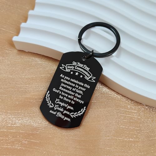 AXEN Christian Gifts for Men, Religious Keychain with Bible Verse Scripture for Dad, Son, Brother, Boyfriend - color: Holy Communion