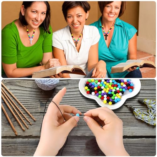261 Pcs Wood Cross Necklace, Sunday School Crafts for Kids, Multicolor - color: Multicolor