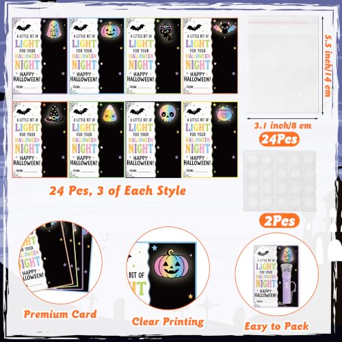 24 Set Halloween Gifts Bulk Mini Flashlights with Card Party Favors - color: Halloween-24 Set