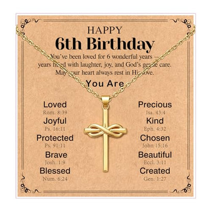 Happy 6-16th Birthday Gifts for Girls,Cross Necklace Decorations - style: Happy 6th Birthday