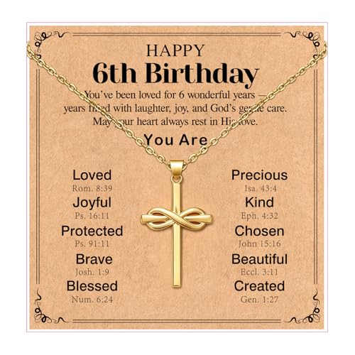 Happy 6-16th Birthday Gifts for Girls,Cross Necklace Decorations - style: Happy 6th Birthday