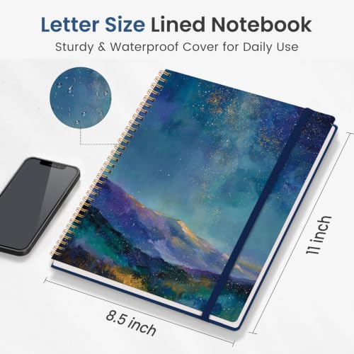 Taja Large Spiral Lined Journal for Women and Men, Notebook for Work - color: N-Starlit Peaks