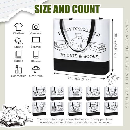 10 Pcs Book Lover Tote Bag Bulk Bookish Librarian Reader Gift, Cute - style: Cute