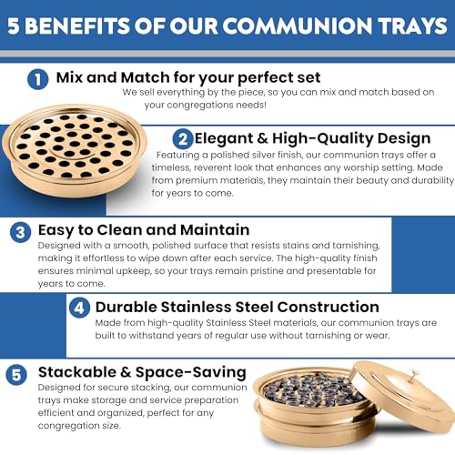 (Cup Tray) Gold Premium Communion Trays for Churches | Stainless Steel Communion Ware Set, Supplies | 40 Cup Tray - color: Cup Tray