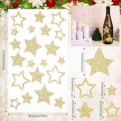 Epakh 84 Pcs Gold Star Stickers Glitter Bling Rhinestone Sticker - color: Gold, size: Star