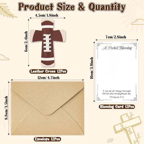 EYxsaxenk Leather Football Cross Edition Mini Blessing Cross Pocket Hug Set - color: Football 12set