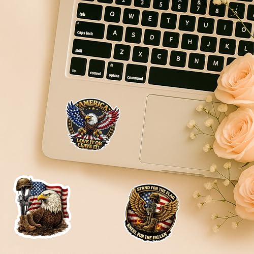 4 Pcs Patriotic Stickers American Eagle US Flag Military Tribute Stand - color: Patriotic Stickers