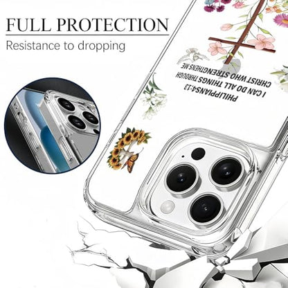 Jesus Cross Clear Phone Case Compatible with iPhone 14 Pro Max - color: I Can Do, size: for iPhone 14 Pro Max