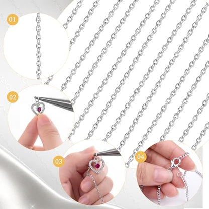 Outus 12 Pack Silver Link Chain Necklaces W/Lobster Clasp, 18 Inch - size: 18 Inch
