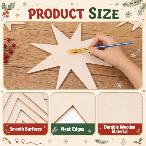 24 Pcs 12" Bethlehem Star Wooden Cutout Christmas Large Unfinished Craft - style: Bethlehem Star