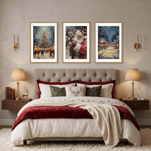 Aryroi Large Enchanting Christmas Framed Canvas Wall Art Set- 24"x36"x3 - color: Enchanting Christmas Scene Wall Art, size: 24"L x 36"W