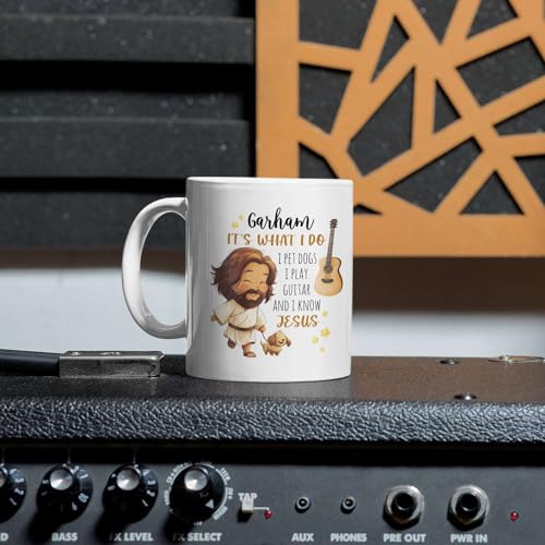 Funny Jesus Design Coffee Mug, Christian Cup With Personalized Name, Customized Christian Humor Ceramic Cup Gifts, Custom Jesus And Guitar Detailed Mug 11oz 15oz - color: XUA-324-1551-JESUS WITH GUITAR MUG