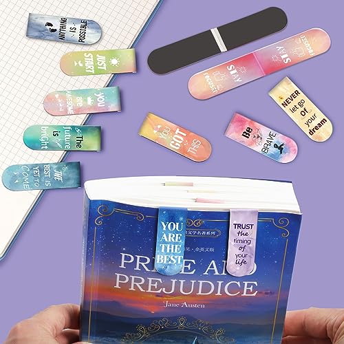 Kaluofan Larger Size 15PCS Inspirational Magnetic Bookmarks, Double Sided Magnet Book Markers Page Clip for Students Teachers Reading Supplies - size: 1 Set (Larger Size)