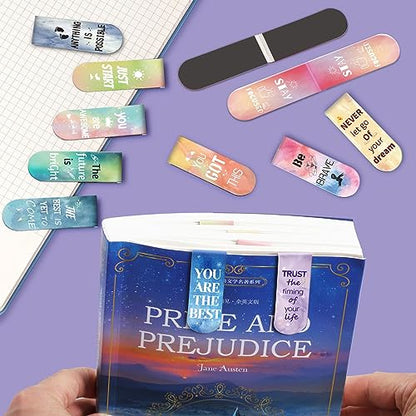 Kaluofan Larger Size 15PCS Inspirational Magnetic Bookmarks, Double Sided Magnet Book Markers Page Clip for Students Teachers Reading Supplies - size: 1 Set (Larger Size)
