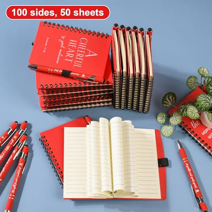 INSADA Christian Prayer Journal Spiral Red Notebooks Bulk with Pens- Small Lined Notepads (4.13”x5.43”) - Christian Gifts for women, Church Members & Bible Study Groups (30 Sets Red) - color: red