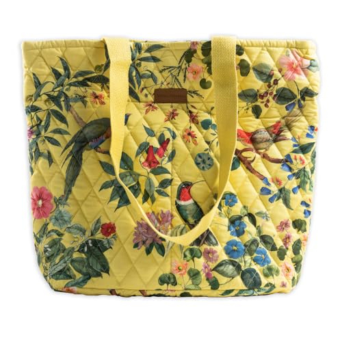 Maison d' Hermine Shopping Bags Cotton Quilted Tote Bag with Zipper Pockets - color: 004 - Eden - Yellow