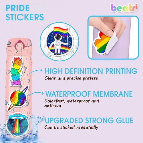 BEATRI LGBT Pride Stickers 50Pcs Vinyl Waterproof Rainbow Decor - color: Lgbt Pride Stickers