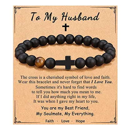 Cross Bracelet, To Mens Boys Christian Gifts for Birthday Christmas - style: Husband