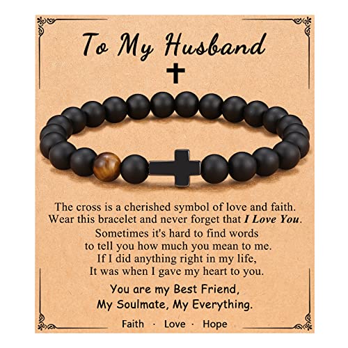Cross Bracelet, To Mens Boys Christian Gifts for Birthday Christmas - style: Husband