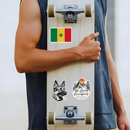 [3PCS] Senegal Sticker Set, Lion Head & Map Flag Design, Waterproof Senegal - color: Senegal Flag Sticker