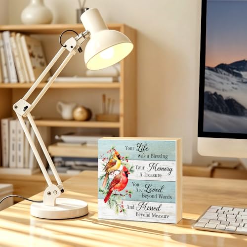 Your Life Was A Blessing Wood Block Plaque Box Sign 5.9x5.9 - color: red021